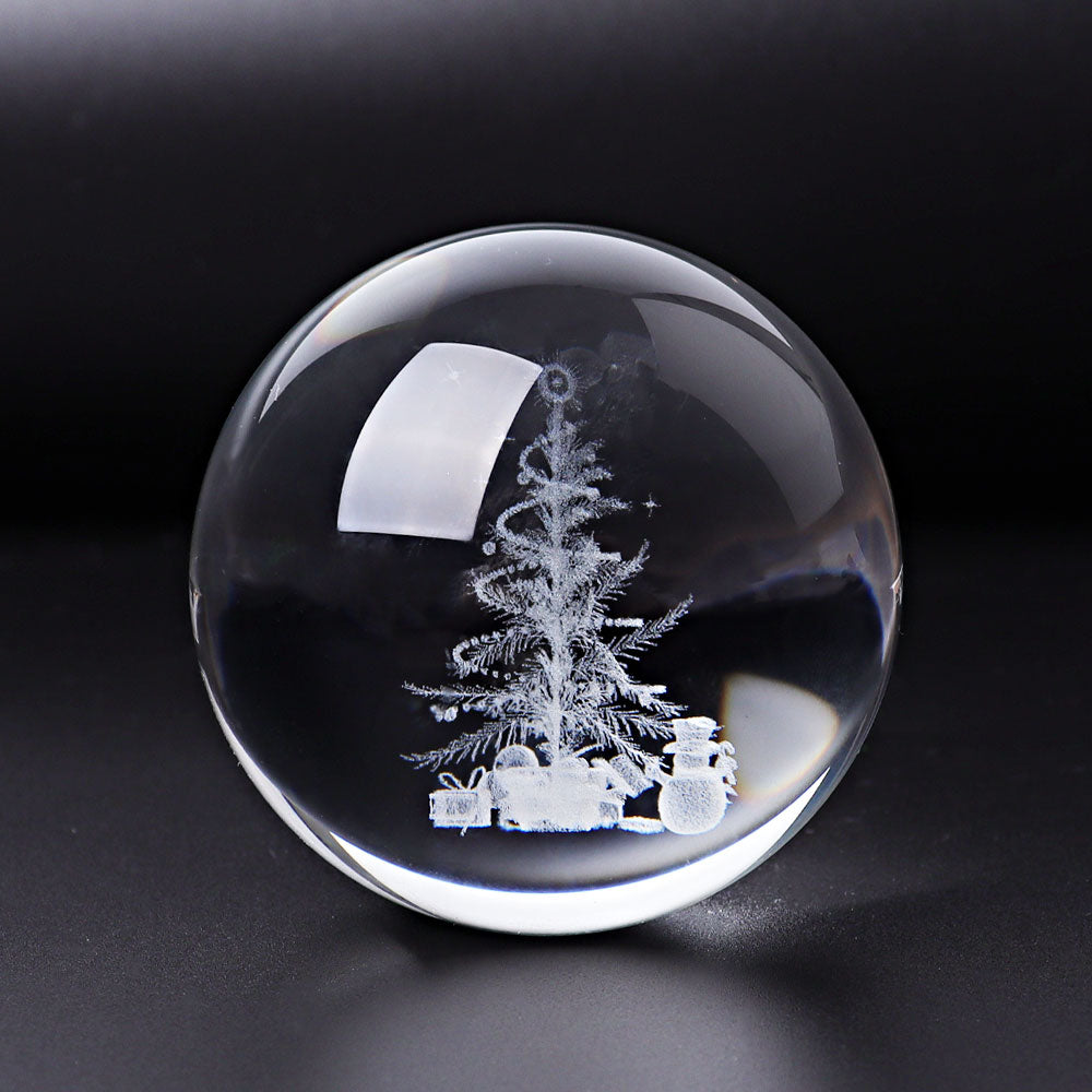 2.3" Glass Sphere with Inner Carving for Christmas