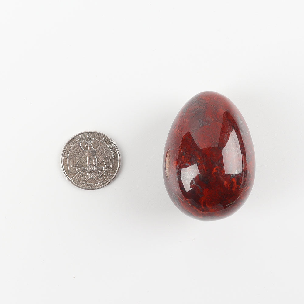 2" Red Que Sera Egg Shape Palm Stone