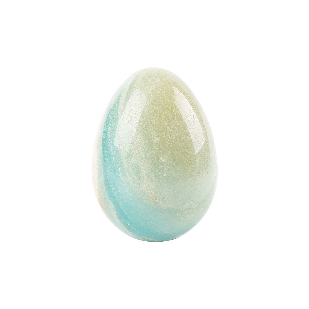 2" Sky Blue Stone Carving Egg Shape Crystal Palm Stone