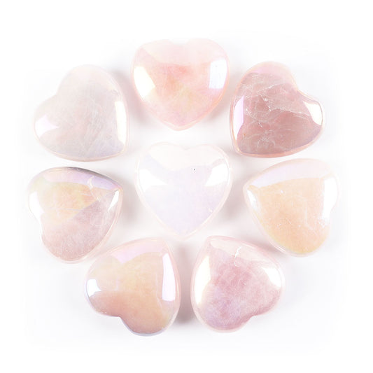 Set of 8 Aura Heart Shape Angel Crystal Carvings