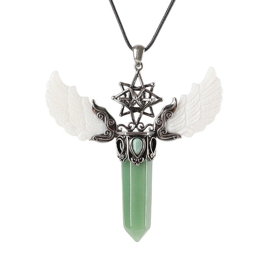 Crystal Pendant with Vintage Wing Decor
