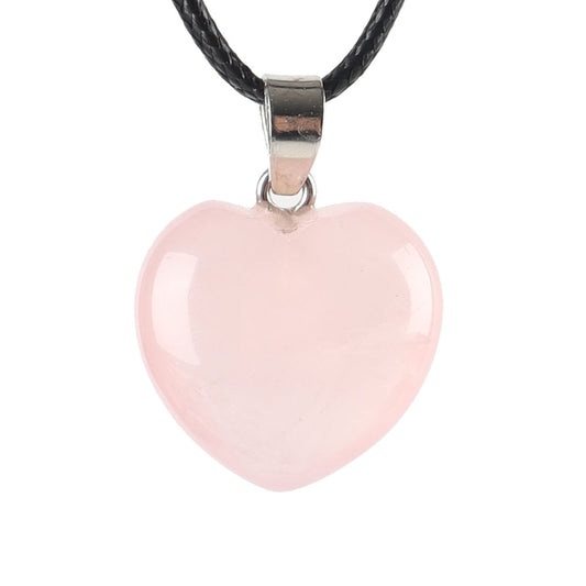 Rose Quartz Love Heart Shaped Gemstone Pendant
