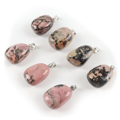 Natural Rhodonite Healing Crystal Polished Stones Irregular Crystal Pendant for Gift