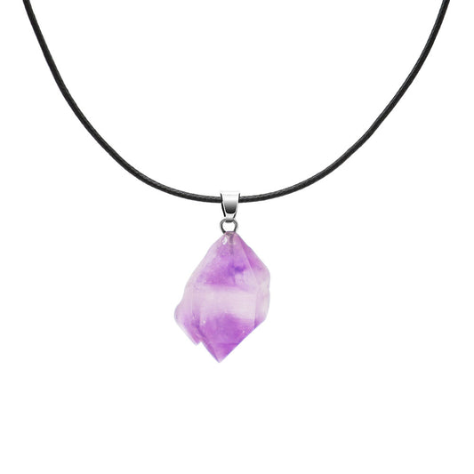 Natural Raw Amethyst Crystal Pendant Necklace