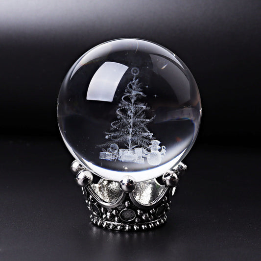 2.3" Glass Sphere with Inner Carving for Christmas