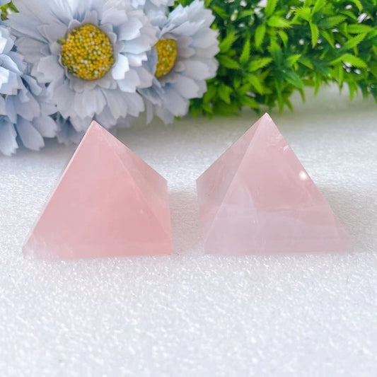 1.7" Rose Quartz Pyramid Crystal Carvings