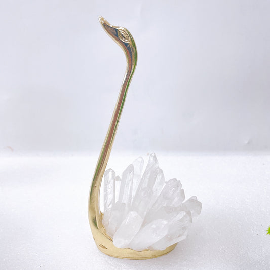 6" Clear Quartz Cluster Swan Design Free Form