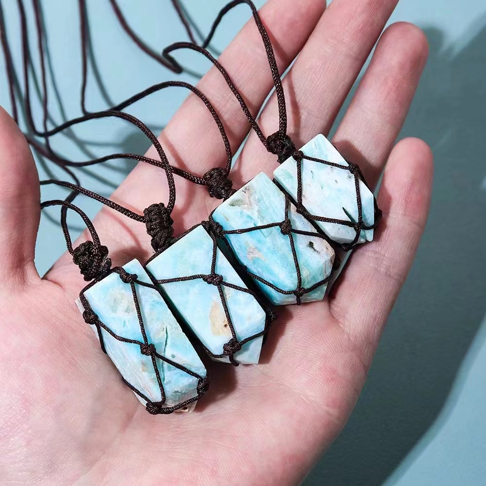 Natural Healing Crystal Quartz Stone Pendant Wrap Braided Macrame Rope  Necklace | eBay