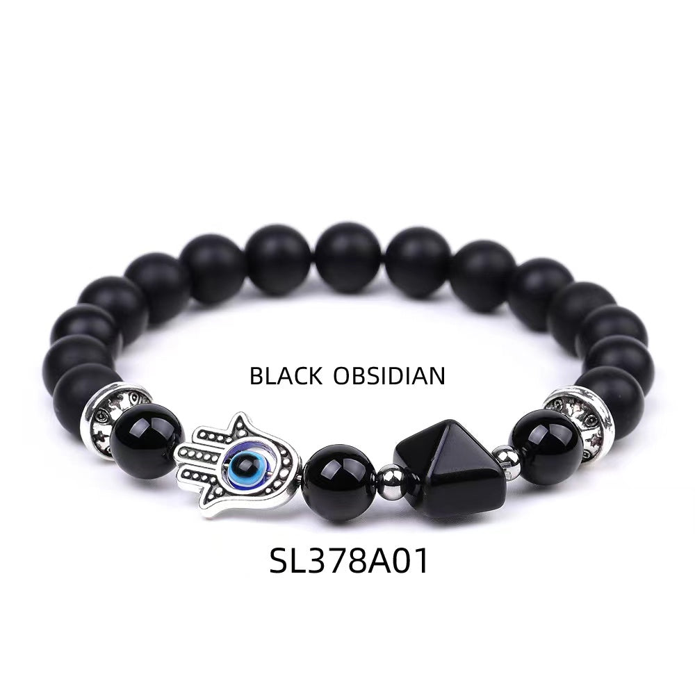 8mm New Dersign Crystal Bracelet Bulk Wholesale Black Obsidian