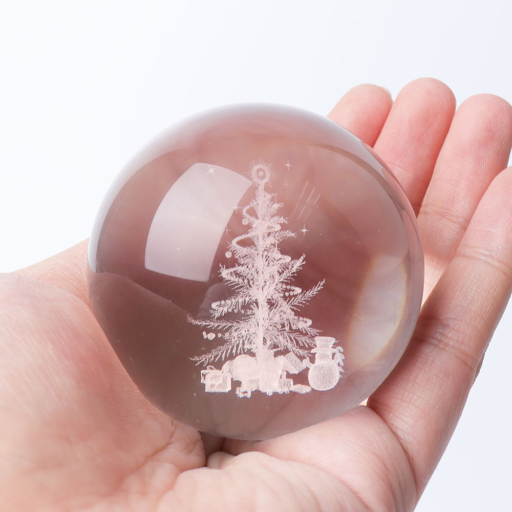 2.3" Glass Sphere with Inner Carving for Christmas