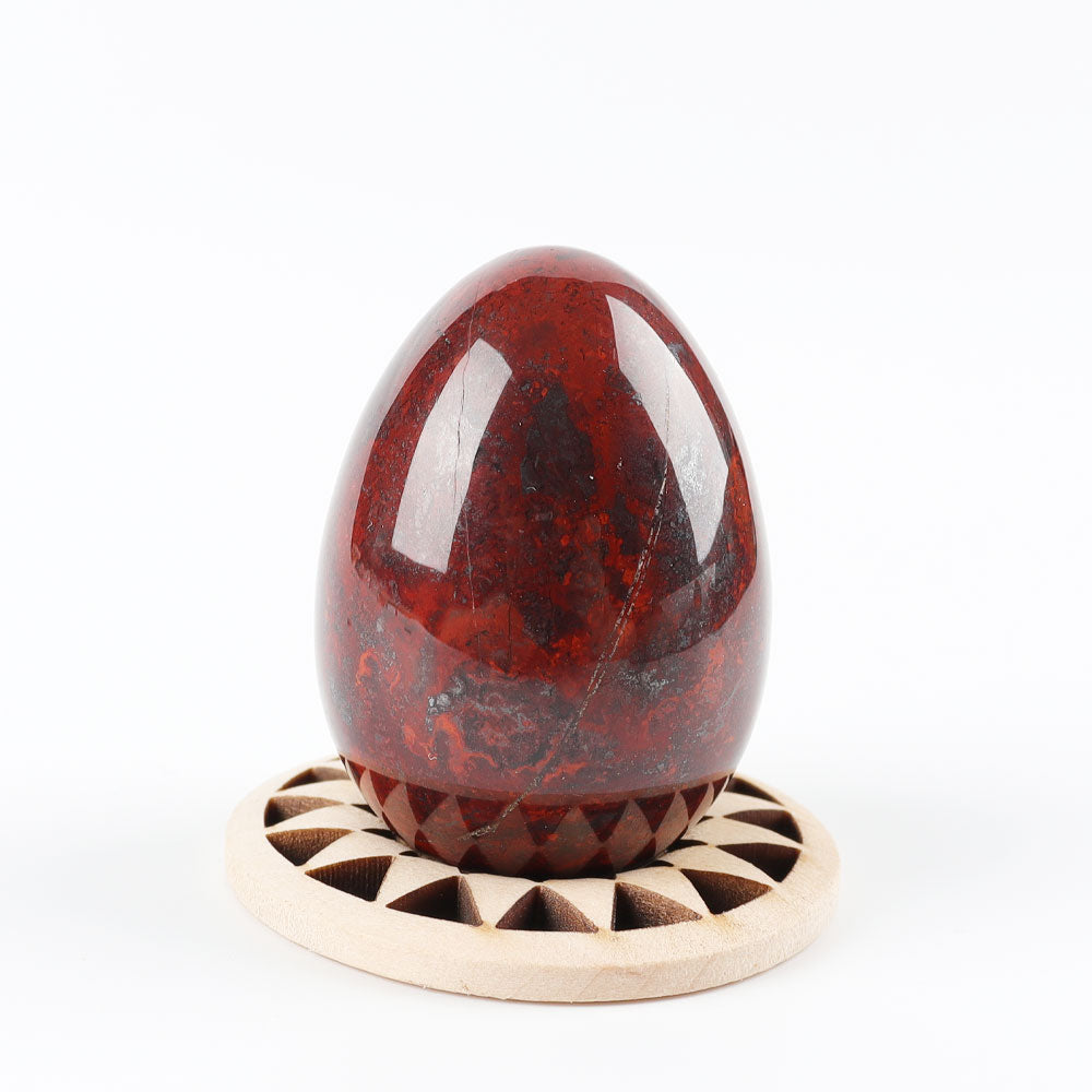 2" Red Que Sera Egg Shape Palm Stone