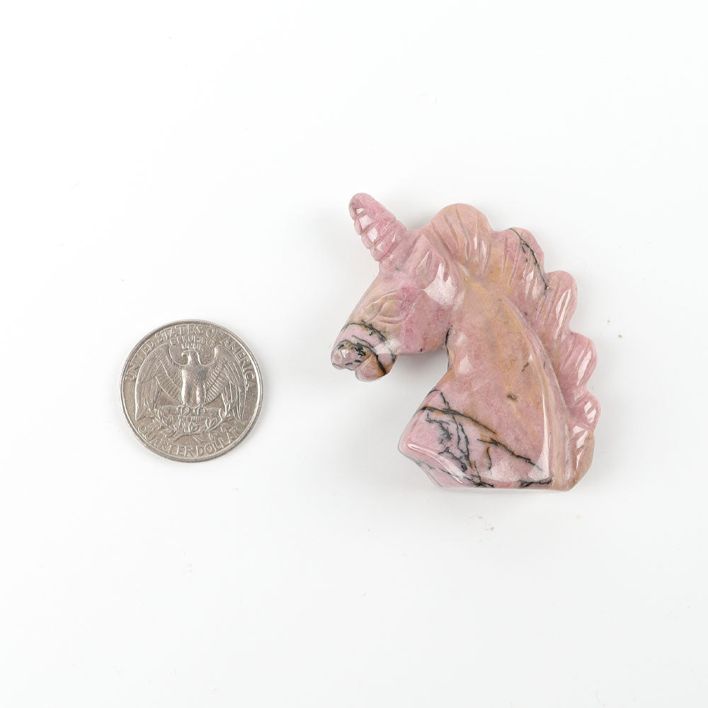 2" Rhodonite Crystal Carving Unicorn