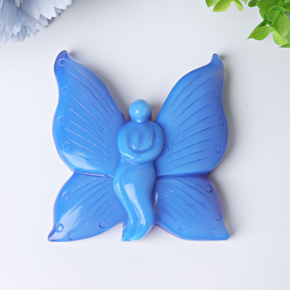 4" Blue Opalite Fairy Crystal Carvings
