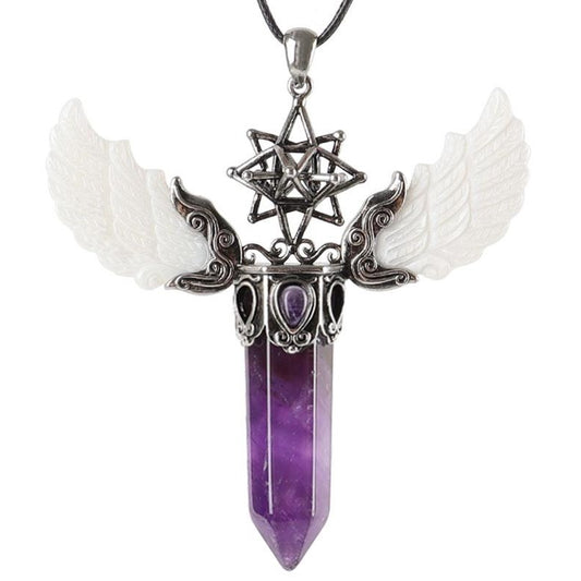 Crystal Pendant with Vintage Wing Decor