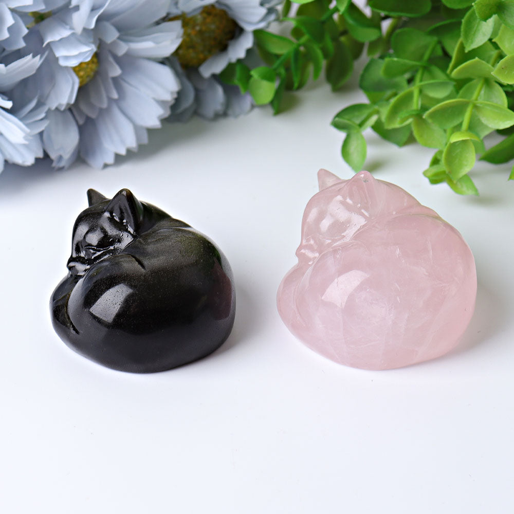 2.1" Sleeping Cat Crystal Carvings