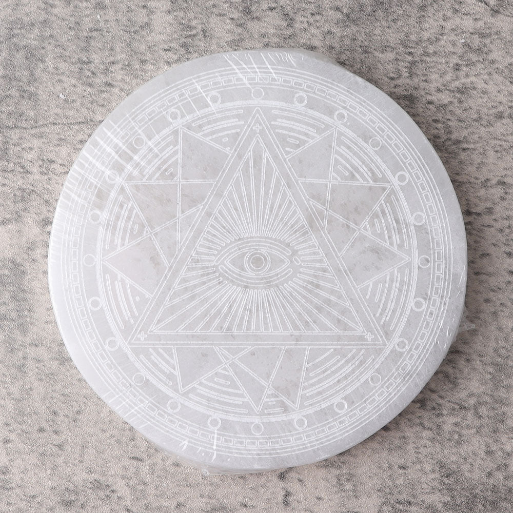 15cm Round Selenite Coaster