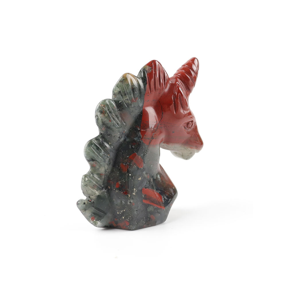 2" African Bloodstone Crystal Carving Unicorn