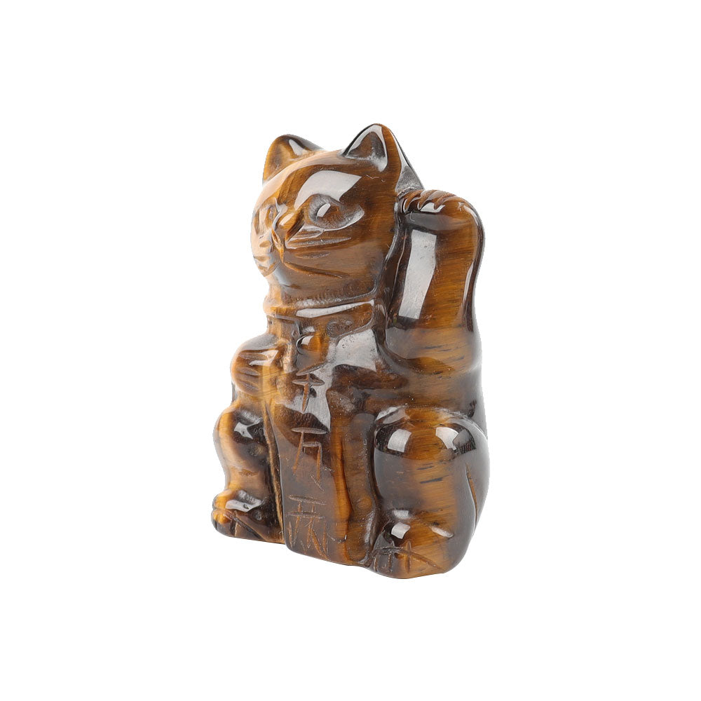 2" Tiger Eye Crystal Carving Lucky Cat