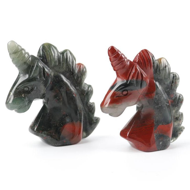2" African Bloodstone Crystal Carving Unicorn