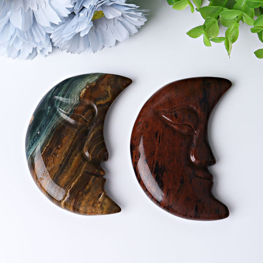 3.8" Moon Face Crystal Carvings