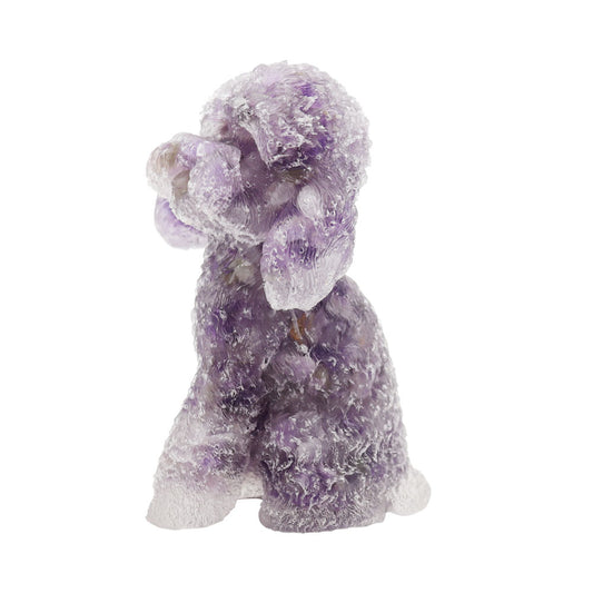 Resin Dog Figurines with Amethsyt Gravel Toy Poodle