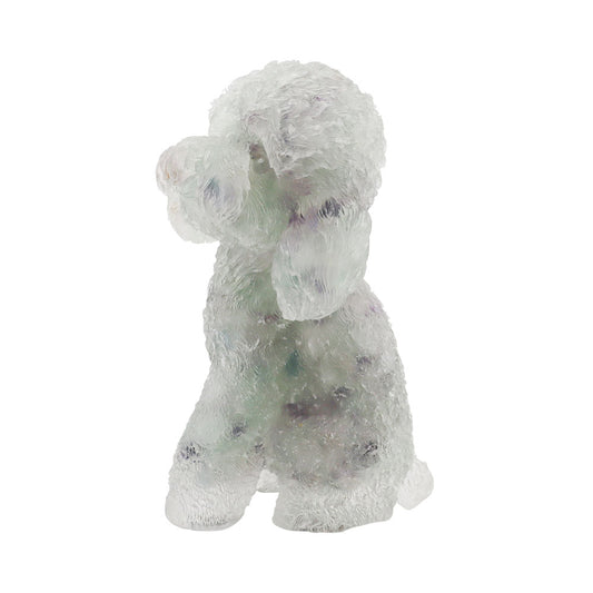 Resin Dog Figurines with Fluorite Gravel Toy Poodle