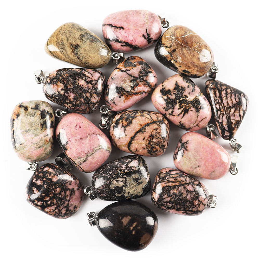 Irregular Healing Stone Rhodonite Crystal Pendants