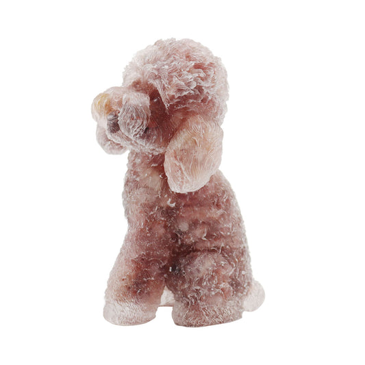 Resin Dog Figurines with Strawberry Gravel Toy Poodle