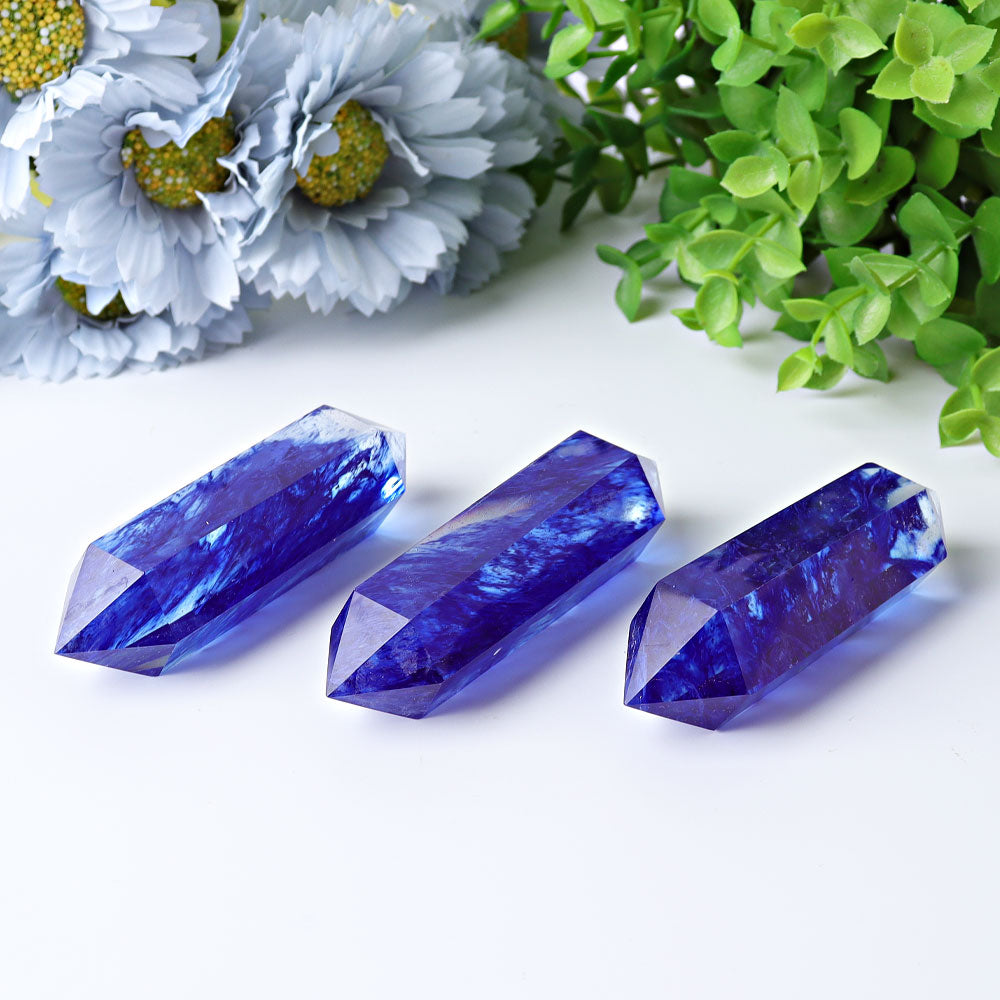 3.5"-4.0" Blue Smelting Double Terminated Crystal Points
