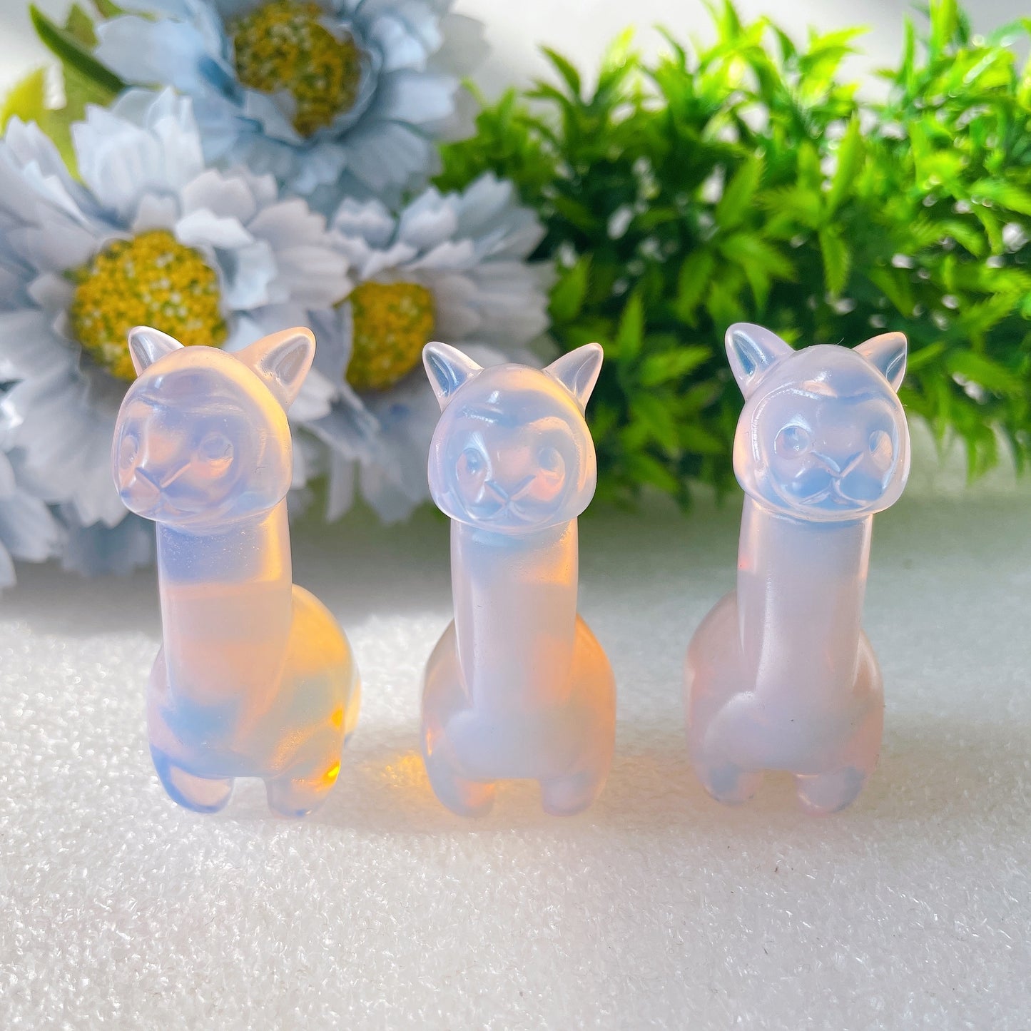 2.15" Pink Opalite Alpaca Crystal Carvings