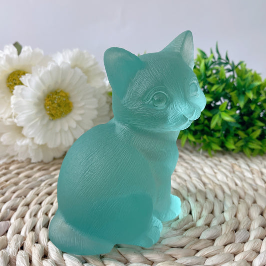 4.7" Glass Cat Crystal Carvings