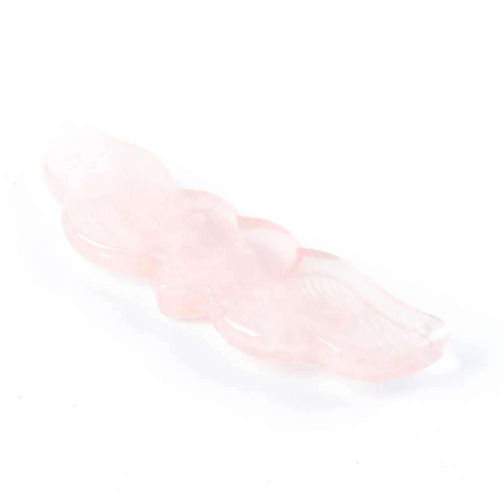 Rose Quartz Carved Heart with Wings