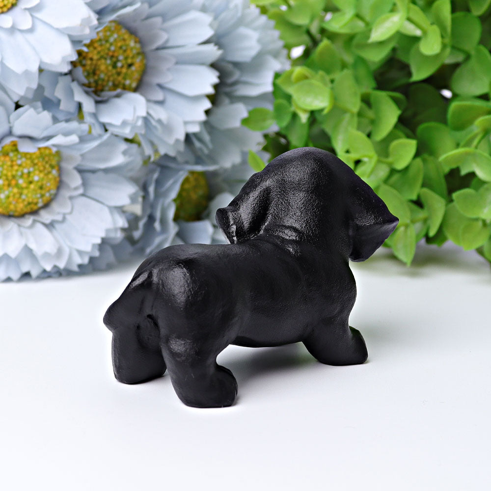 2.7" Black Obsidian Dog Crystal Carving