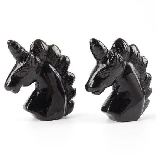 2" Black Obsidian Crystal Carving Unicorn