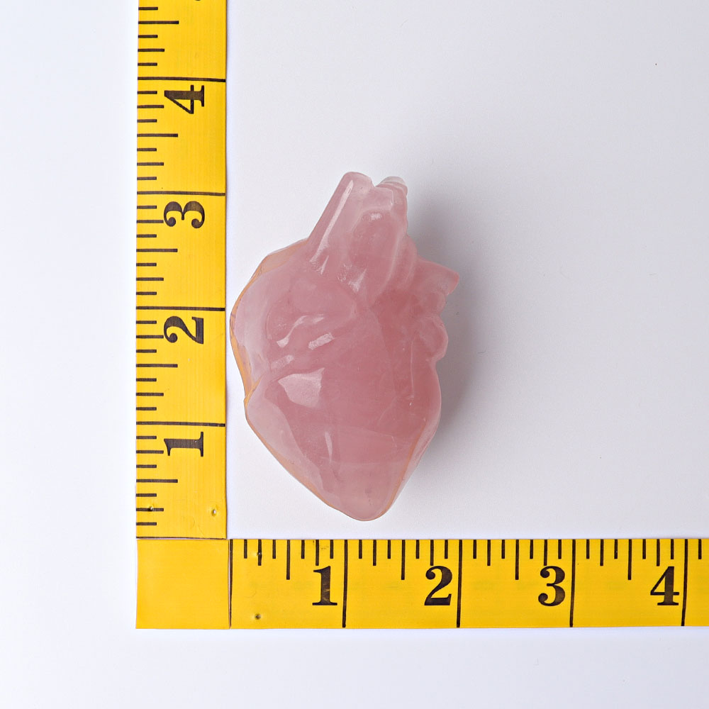 2.6" Rose Quartz Heart Crystal Carvings