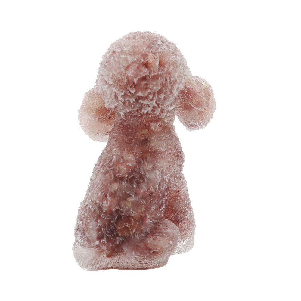 Resin Dog Figurines with Strawberry Gravel Toy Poodle