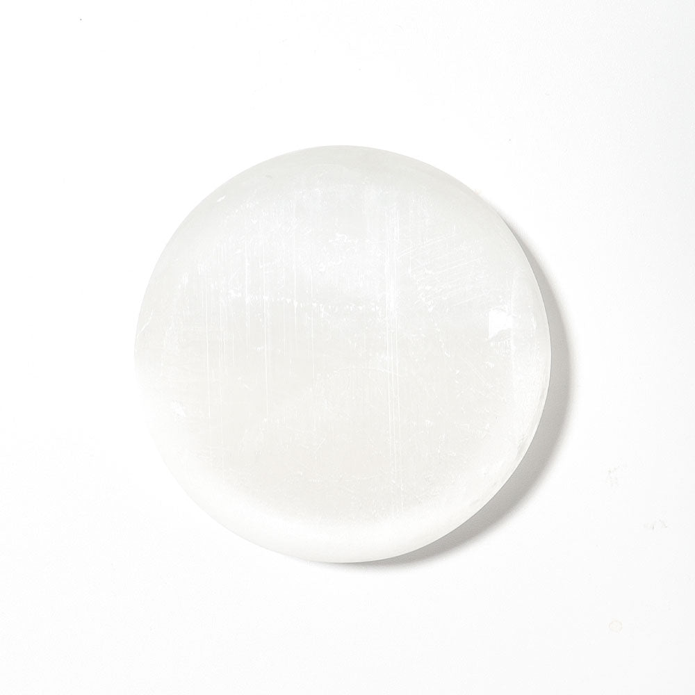 2.5“ Laser Engraved Round Selenite Palm Stone