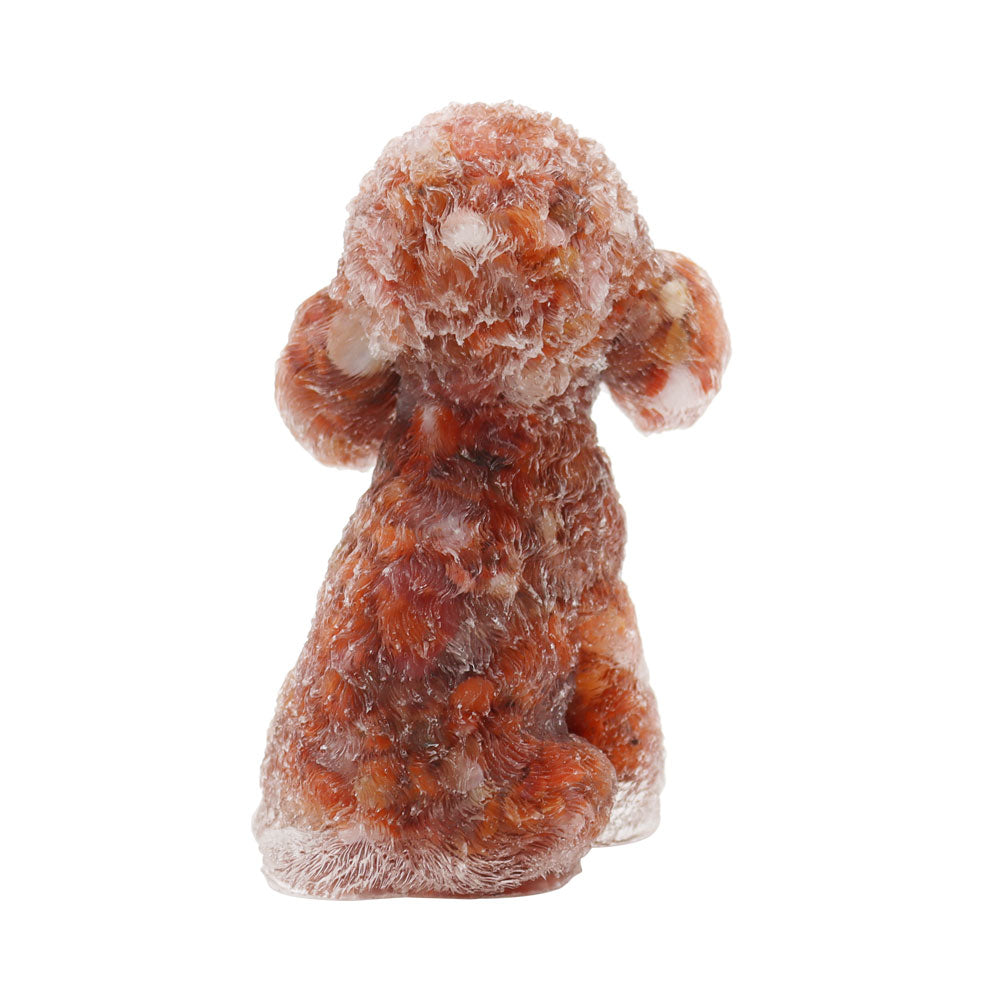 Resin Dog Figurines with Carnelian Gravel Toy Poodle for Kids Gifts
