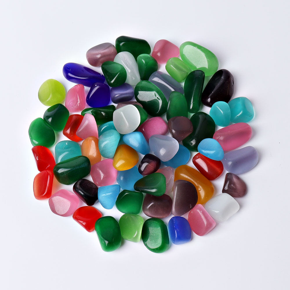 0.5kg Mixed Colorful Cat's Eye Crystal Tumbles