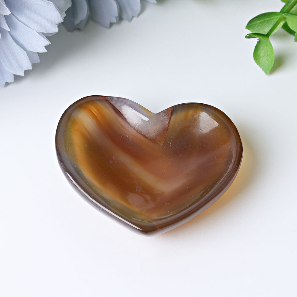 2.1" Agate Heart Shape Bowl Crystal Carvings