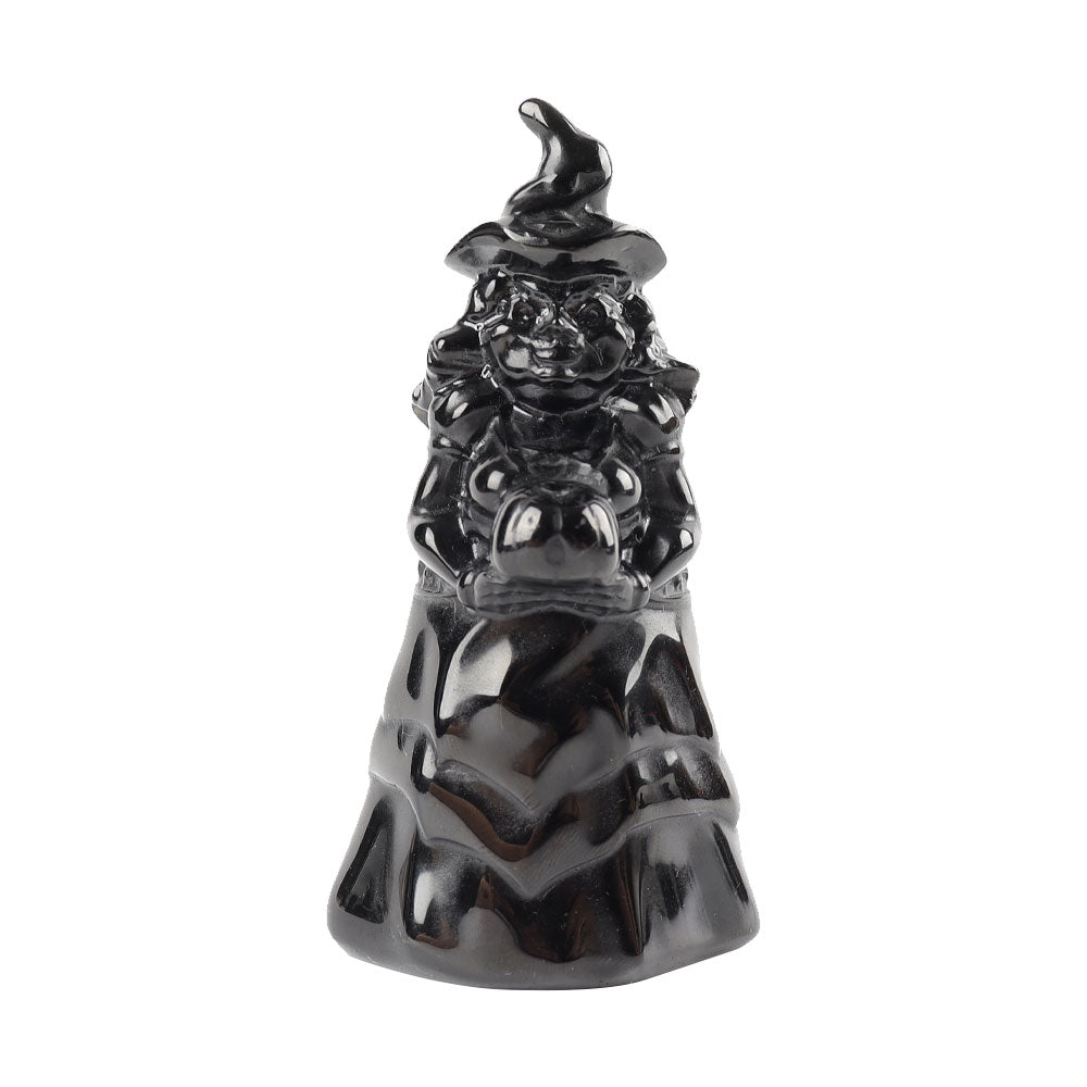 Black Obsidian Crystal Carving Witch Free Form for Halloween