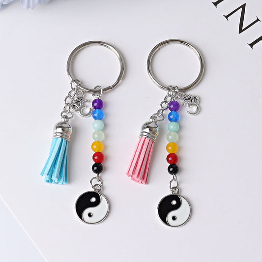 Chakra Tai Chi Key Chain with Tassel for DIY