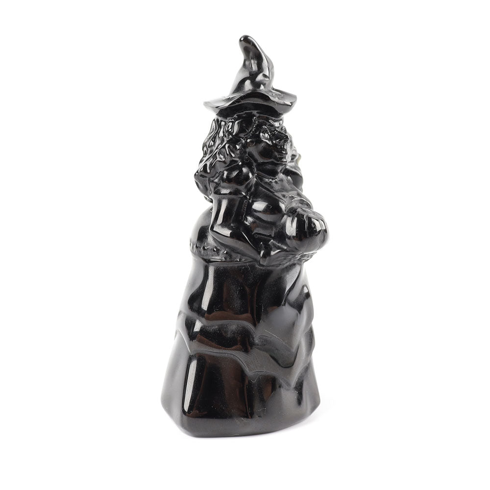 Black Obsidian Crystal Carving Witch Free Form for Halloween