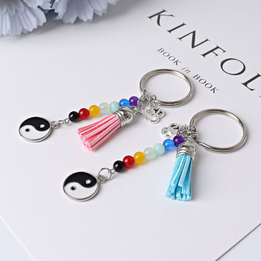 Chakra Tai Chi Key Chain with Tassel for DIY