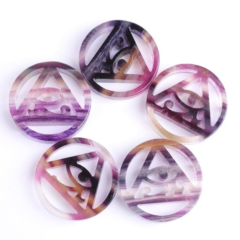 Rainbow Fluorite Horus Eye Carving