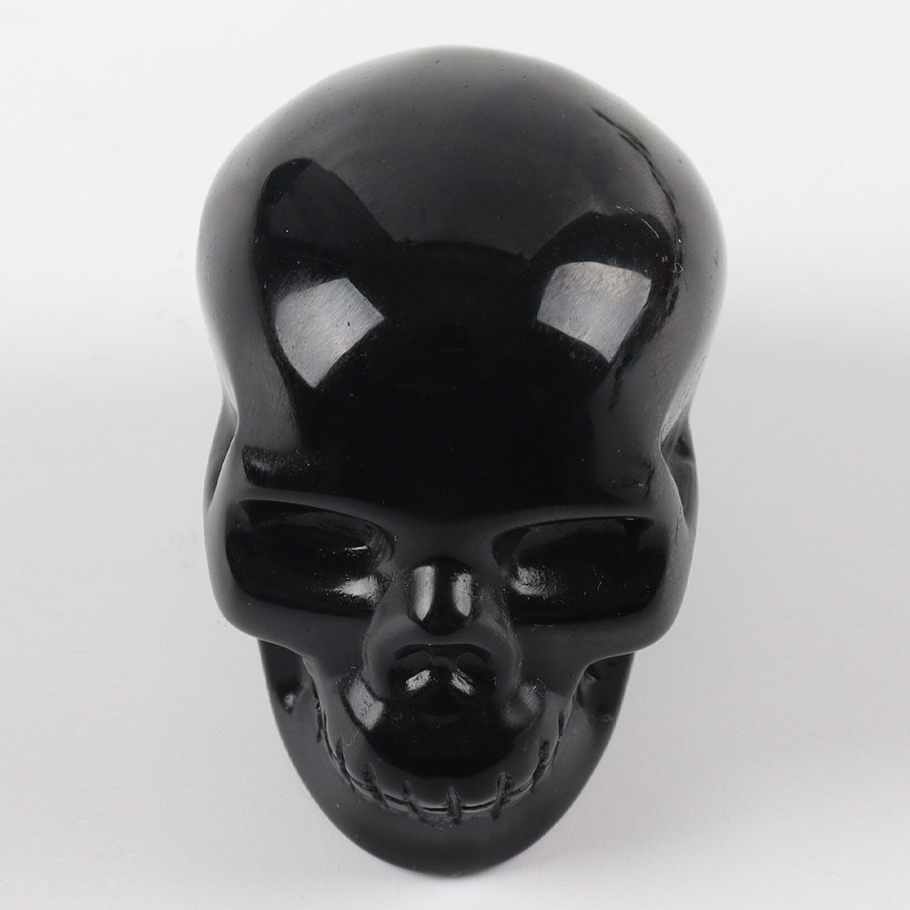 2.0" Black Obsidian Crystal Skull Hand Carved Gemstone Fine Art Sculpture for Halloween
