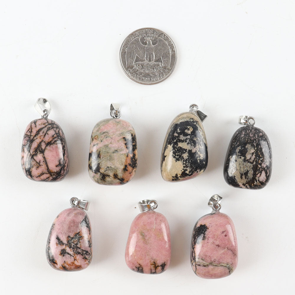 Irregular Healing Stone Rhodonite Crystal Pendants