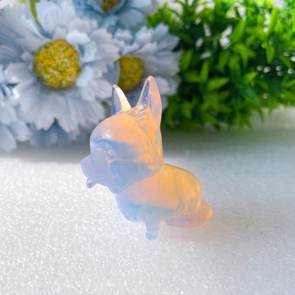 2" Pink Blue Opalite Dog Crystal Carvings