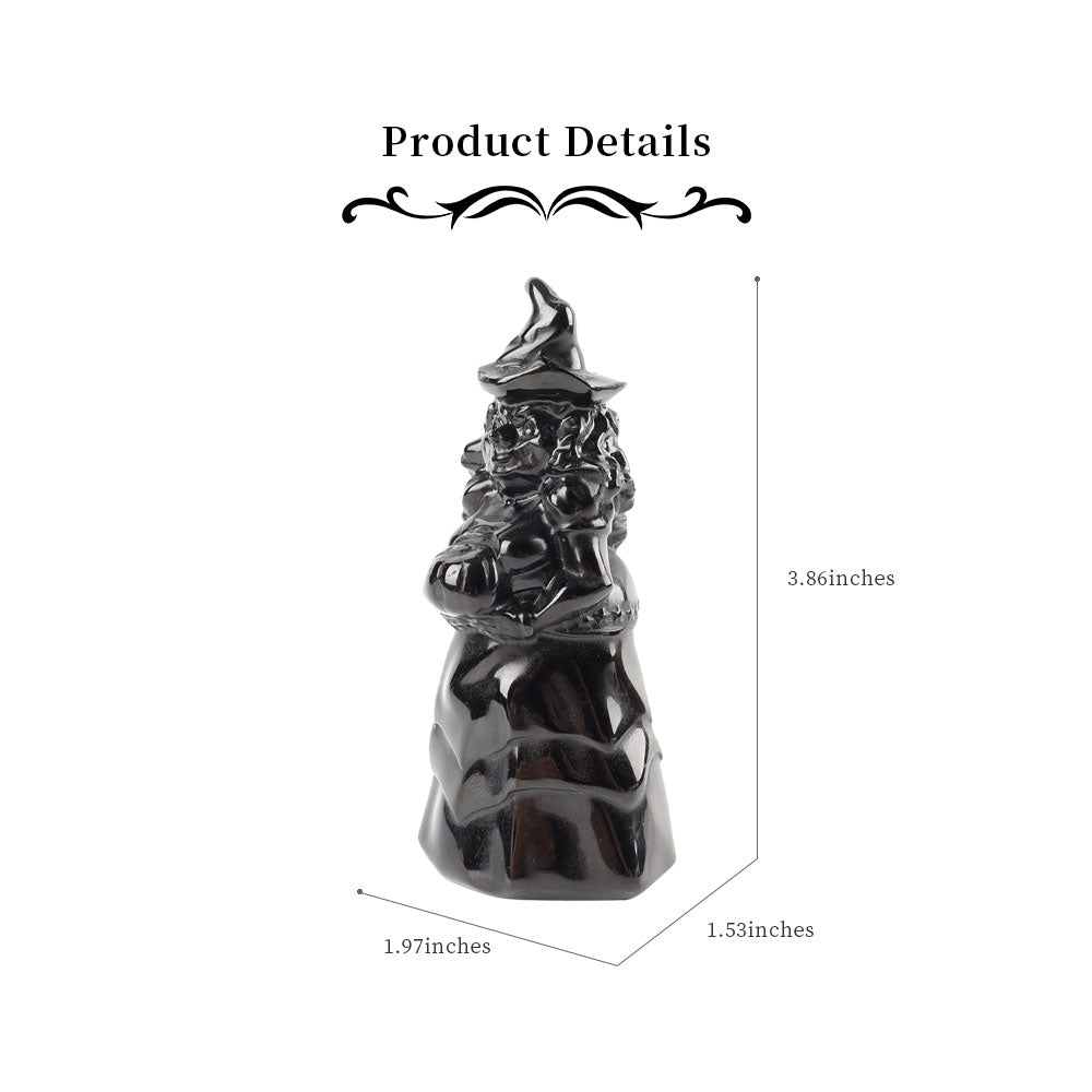 Black Obsidian Crystal Carving Witch Free Form for Halloween