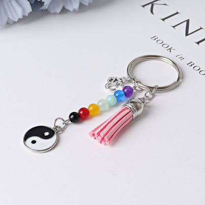 Chakra Tai Chi Key Chain with Tassel for DIY